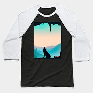 Wolf at Night Baseball T-Shirt